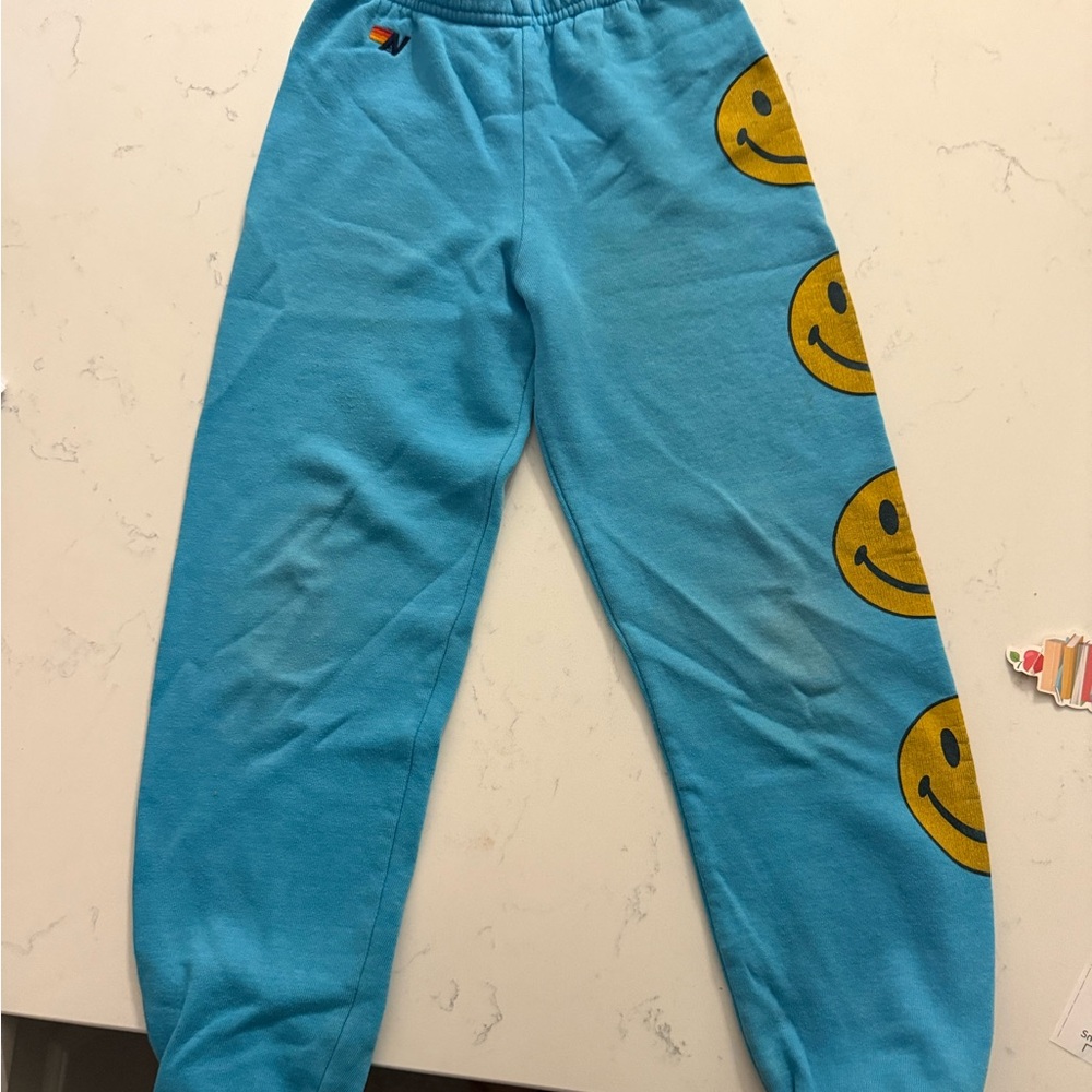 Blue Aviator Nation Kids Joggers with Smiley Design